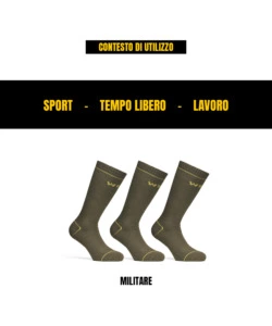 6 paia calza corta invernale da lavoro anti-infortunistica "wrk06" colore verde militare, tg 43/46 - wrk