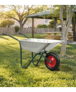 Carriola da giardino eurogarden in acciaio zincato con vasca da 70 litri
