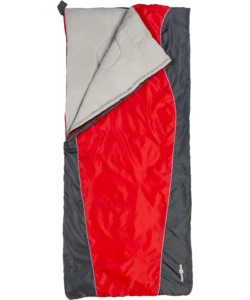 Sacco a pelo brunner "pelikan xl" in poliestere grigio e rosso cerniera a destra 200x90 cm