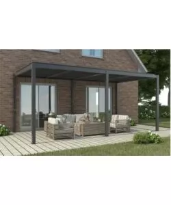 Gazebo pergola bioclimatica da esterno "calicantus twin" in alluminio antracite con led 780x400x250 cm