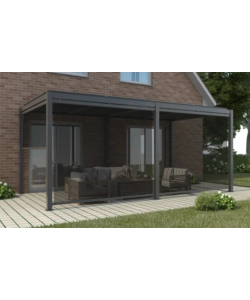 Gazebo pergola bioclimatica da esterno "calicantus twin" in alluminio antracite con led 780x400x250 cm