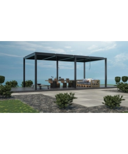 Gazebo pergola bioclimatica da esterno "calicantus twin" in alluminio antracite con led 780x400x250 cm