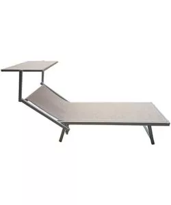 Lettino da esterno essenza "deluxe" con tettuccio in alluminio e textilene color beige 183x61x38 cm