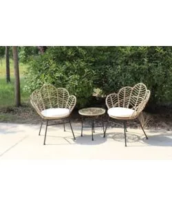 Set da esterno essenza "fiji" in acciaio e polyrattan, 2 sedute
