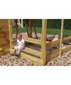 Gioco per bambini da esterno fungoo "pluto" con casetta con finestra, altalena doppia e scivolo, 558x301x280 cm