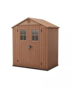 Casetta da giardino keter 'darwin 6x4' in evotech+ colore marrone con porta battente doppia 190x122x221 cm