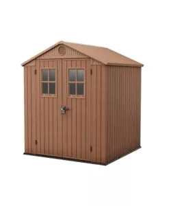 Casetta da giardino keter 'darwin 6x6' in evotech+ colore marrone con porta battente doppia 190x183x221 cm