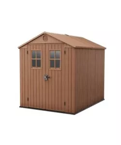 Casetta da giardino keter 'darwin 6x8' in evotech+ colore marrone con porta battente doppia 190x244x221 cm