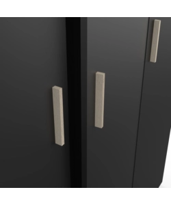 Armadio 3 ante e 1 cassetto "izzy" colore nero opaco e quercia, 134,6x51,7x185,7 cm