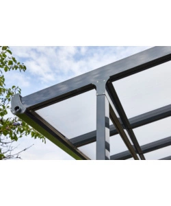Pergola da esterno "patio" in alluminio antracite e policarbonato opale, 4x3 metri