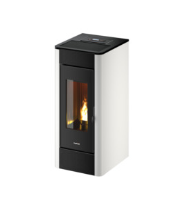 STUFA A PELLET ERMETICA CANALIZZABILE FREEPOINT 'INDACO' COLORE BIANCO, 10,5 KW