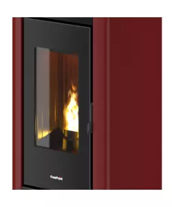 Stufa a pellet canalizzata ermetica freepoint "indaco" bordeaux 10,5 kw