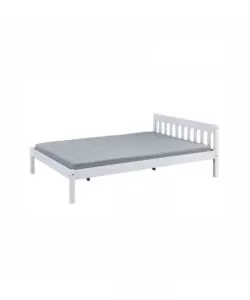 Letto matrimoniale in legno di pino massello bianco, 140x200 cm