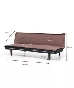 Divano letto 'twist' 3 posti marrone, 184x75x68 cm