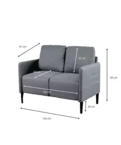 Divano 2 posti 'poker' blu jeans, 135x81x90 cm