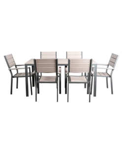 Set da esterno eurogarden "ibisco" effetto legno tortora 6 sedute e tavolo