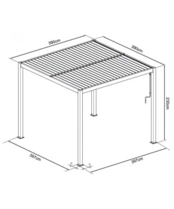 Gazebo pergola bioclimatica da esterno elica garden bianca in alluminio - 4x4 m