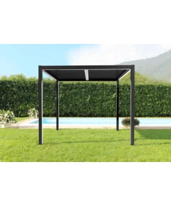 Gazebo pergola bioclimatica da esterno elica garden antracite in alluminio - 4x4 m