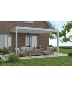 Gazebo pergola bioclimatica da esterno addossata elica garden bianco in alluminio - 4x4 m