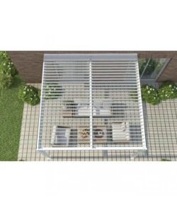 Gazebo pergola bioclimatica da esterno addossata elica garden bianco in alluminio - 4x4 m
