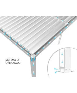 Gazebo pergola bioclimatica da esterno elica garden bianca in alluminio, con led e copertura motorizzata - 4x4x2,5 m