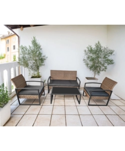 Set da giardino eurogarden "iris" miele 4 sedute e tavolino