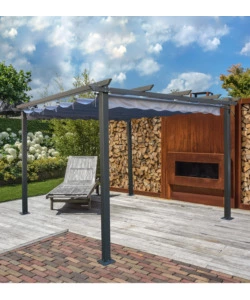 Gazebo pergola da esterno eurogarden "daiana" in acciaio grigio 3x3 m