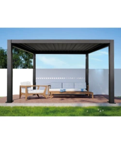 Pergola bioclimatica da esterno eurogarden "atena" in alluminio grigio antracite 3x4 m