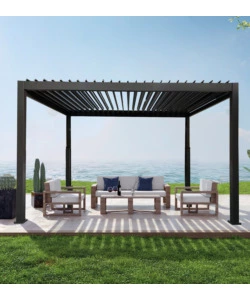 Pergola bioclimatica da esterno eurogarden "atena" in alluminio grigio antracite 3x4 m