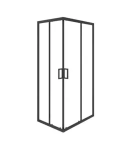 Box doccia angolare nero con vetro trasparente 70x90x185 cm