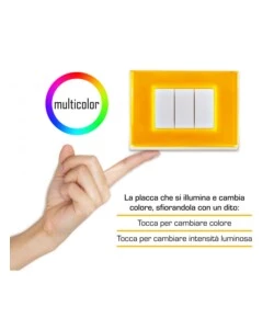 Placca luminosa beghelli "brain classic 3f" con 15 colori e illuminazione d'emergenza