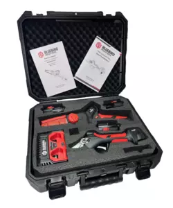 Kit forbice "ps 23-25faster" e potatore "cs 22-04" blue bird con 3 batterie 12.6 v 2.5 ah