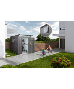 CASETTA DA GIARDINO IN ACCIAIO ZINCATO BIOHORT 'AVANTGARDE A7' GRIGIO SCURO METALLIZZATO CON PORTA STANDARD E FINESTRA