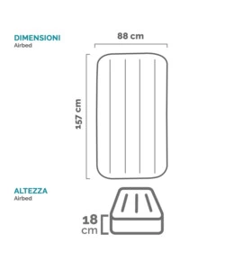 Materassino gonfiabile per bambini intex "airbed cozy kidz" colori assortiti, 88x157x18 cm - cod. 66803np
