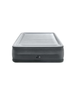 Materasso matrimoniale autogonfiante intex "airbed dura-beam comfort-plush high-rise" colore grigio chiaro e pompa integrata, 152x203x56 cm - cod. 64418nd