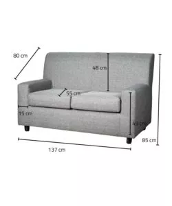 Divano 'ester' 2 posti in tessuto grigio scuro, 137x80x85 cm