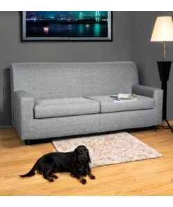 Divano "ester" 3 posti in tessuto grigio scuro, 187x80x85 cm