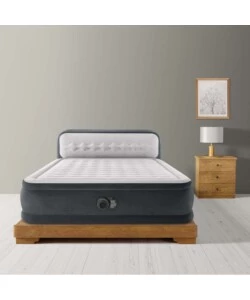 Materasso matrimoniale autogonfiante intex "dura-beam pillow ultra push" colore grigio chiaro e pompa elettrica inclusa 152x236x86 cm - cod 64448nd