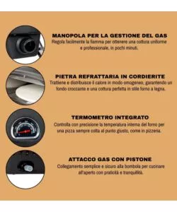 FORNO PIZZA A GAS ARNOLD "VULCANO" NERO 1 PIZZA
