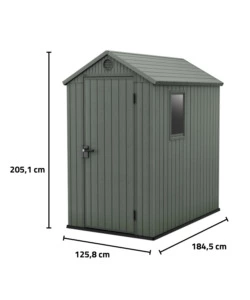 CASETTA DA GIARDINO KETER "DARWIN 4x6" IN EVOTECH+ COLORE VERDE CON PORTA BATTENTE SINGOLA 125,8X184,5X205,1 CM