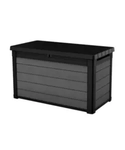Baule da esterno keter 'cortina 100g' in evotech+ grigio effetto legno 380 lt 122,9x62,1x70,6 cm