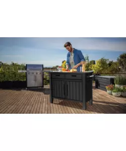Tavolino per barbecue keter "unity xl" colore grafite, 125,5x51,5x90 cm