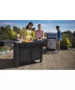 Tavolino per barbecue keter "unity xl" colore grafite, 125,5x51,5x90 cm