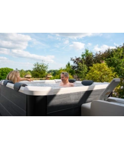 Piscina idromassaggio spa riviera "oslo" in pvc grigio scuro effetto legno 160x160x65 cm
