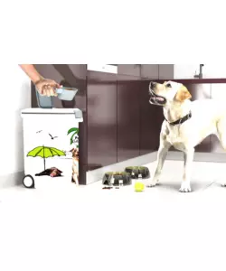 Portacrocchette per cani e gatti keter "food container" in polipropilene con 2 ruote, capacitÀ 20 kg.