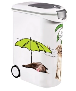 Portacrocchette per cani e gatti keter "food container" in polipropilene con 2 ruote, capacitÀ 20 kg.