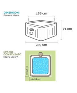 Piscina idromassaggio gonfiabile intex "chevon jet and bubble deluxe" cm 196x71 6 posti - cod. 28472ex