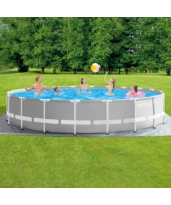 Piscina fuori terra con struttura rotonda intex "prisma frame" con pompa filtro grigio chiaro 610x132 cm  - cod. 26756np