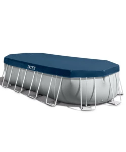 Piscina fuori terra con struttura ovale intex "prisma" con pompa filt grigio chiaro 610x305x122 cm - cod. 26798np