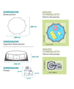 Piscina fuori terra con struttura rotonda intex "ultra xtr frame" pompa a sabbia antracite 488x122 cm - cod. 26326np